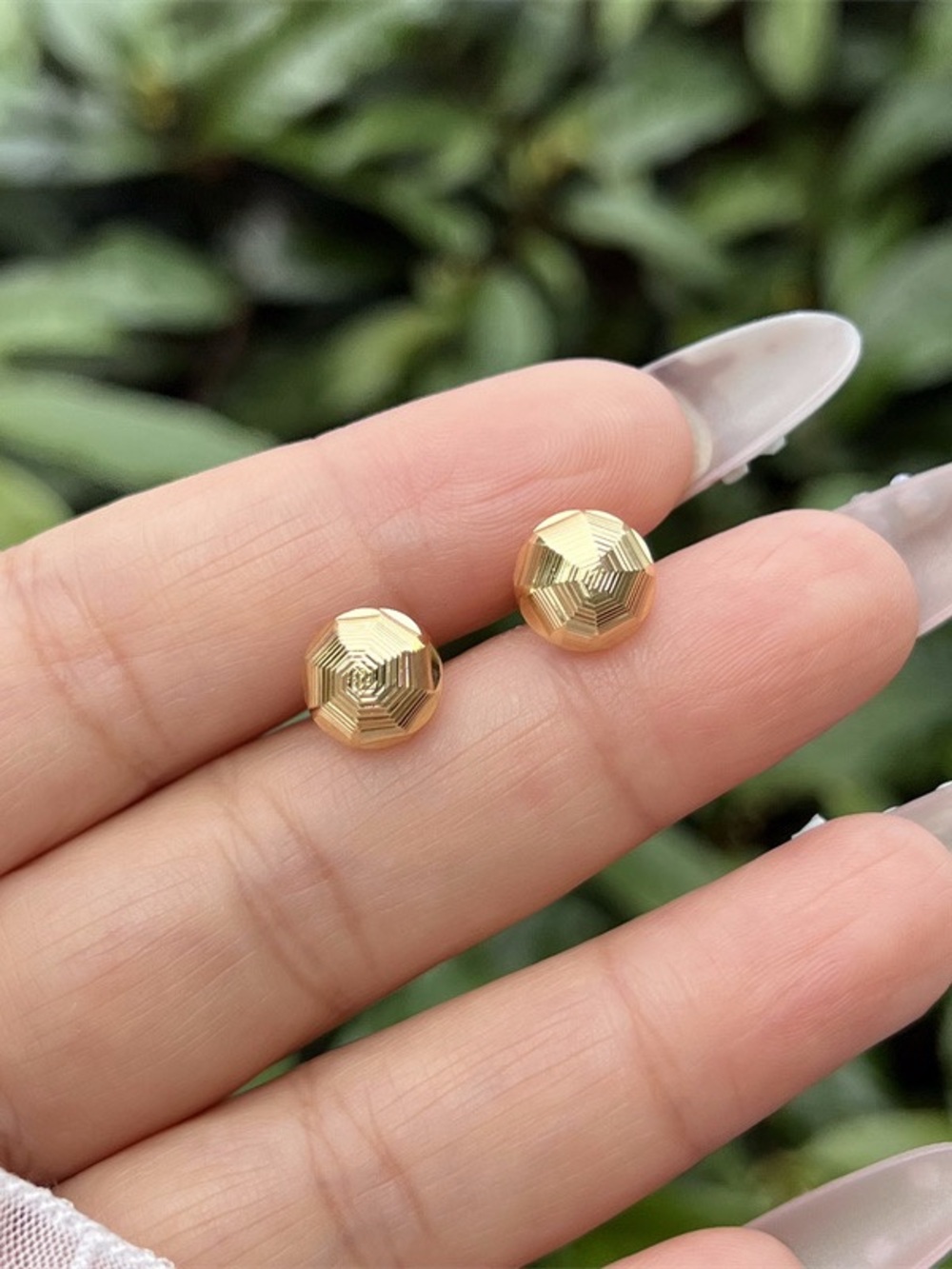Classic Gold Textured Dome Stud Earrings